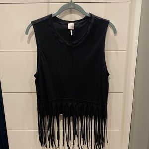 Bobi Black fringe tank top MED